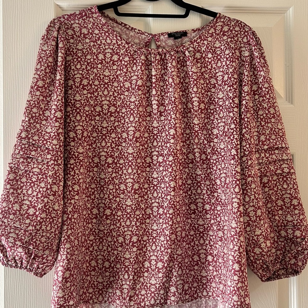 Ann Taylor Pink and White Floral Blouse